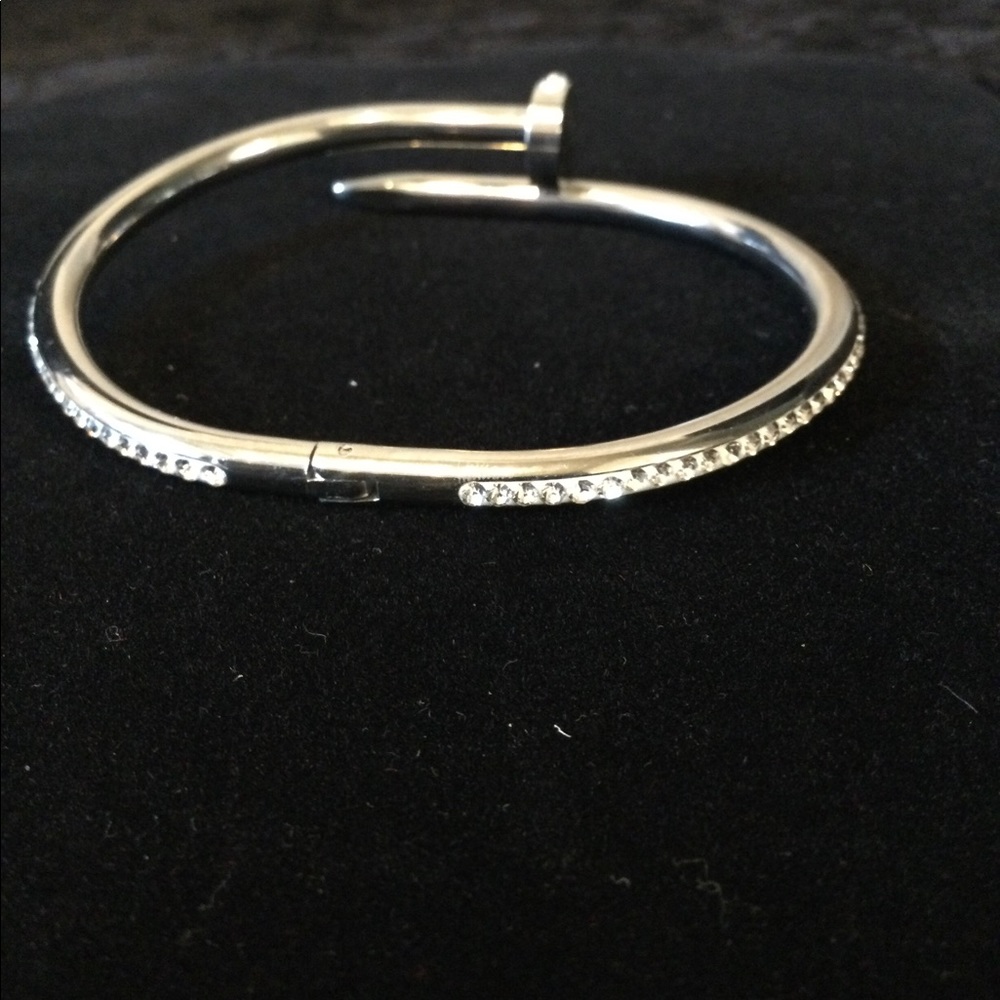 NEW-Stainless Steel Crystal Nail Bangle - Picture 8 of 8